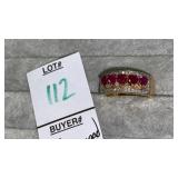 10k heart-shaped rubies & diamond band ring