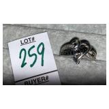 Sterling black & white diamond heart ring