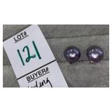 Sterling lavender pearl stud earrings
