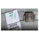 Square sterling diamond ring