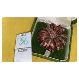 Vintage pink flower pin brooch