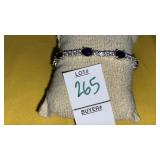 Sterling lab-created blue sapphire & CZ bracelet