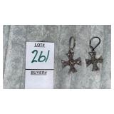 Sterling diamond cross earrings