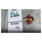 14k ruby bee pin
