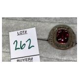 Mans Trism safe drivers red stone & diamond ring