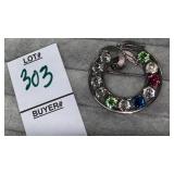 Sterling birthstone circle pendant