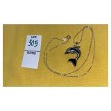 Sterling & onyx Lenox dolphin pendant