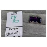 Sterling amethyst 3-stone ring