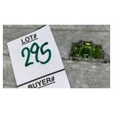 Sterling square peridot stone ring