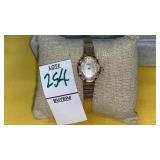 Gold-filled ladies Gruen sapphire & diamonds watch