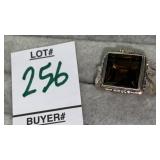 Sterling smoky quartz ring