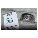 Sterling 3-row CZ band ring