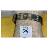 Sterling abalone shell wide bangle bracelet