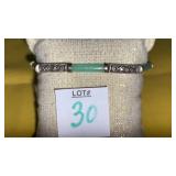 Sterling green jade & marcasite bracelet