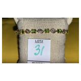 Sterling peridot diamond bracelet