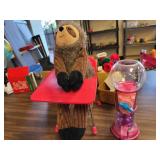 Desk and stuffed animal