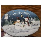 Hand painted welcome sign on slate