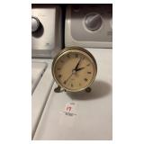 Metal Quartz Desk Clock W Brass Stand