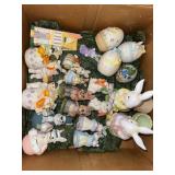 Box lot of ceramic bunny and egg figurines