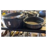 Speckled non stick frying pan and T-FAL stockpot