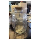 Vintage glass barrel style jar with handle