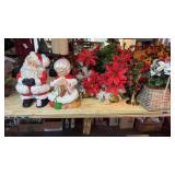 Vintage ceramic winking Santa and Knitting Mrs