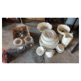 Lot of China and Lidded Canisters