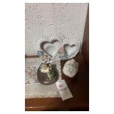 Frog Statue, Baby Jesus and Heart Frame
