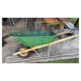 Green Metal Wheelbarrow
