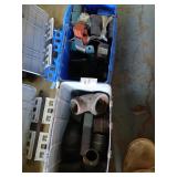 Box of black pipe fittings and box of misc