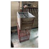 Vintage heavy duty steel wire mill crate and 1
