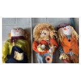 3 fall themed decorative fabric and hay figurines