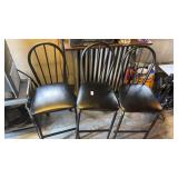 3 metal high chairs with upholstered seats