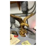 Carved Wood Brown Eagle on a Rocky Ledge