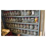 4 Shelves of Hardware In Jars