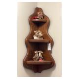 Wooden Corner Wall Shelf W Mouse Decor
