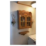 Wooden Wall Trinket Cabinet W Shelf and Floral