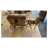 Vintage Brass Horse Drawn Carriage