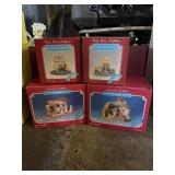 Lot of 4 Easter village houses in boxes