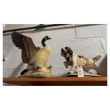Canvasback Drake duck decoy and Beagle Stautes