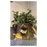 Glazed Chalkware Raccoon Planter