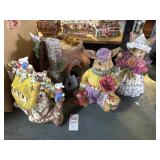 Bunny couple and Easter houses figurines