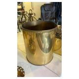 Brass Tone Trash Can and Tissue Box