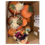 Box lot of pumpkin decor