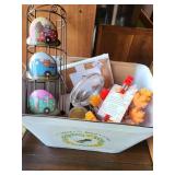 Light up pens metal bucket & misc items