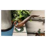 Ceramic Pheasant Figurine and Faux Plant