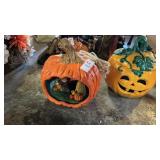 2 Light Up Pumpkin Decorations