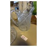 Clear Glass Etched Pitcher and Decanter