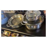 Lot of Innova stainless steel cooking pots and