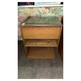 Wooden End Table with Glass Top 19x17x23in.